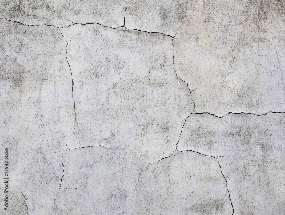 Obraz premium A high-resolution texture of a gray concrete wall, with visible cracks and worn edges, providing an industrial or urban background for design projects.