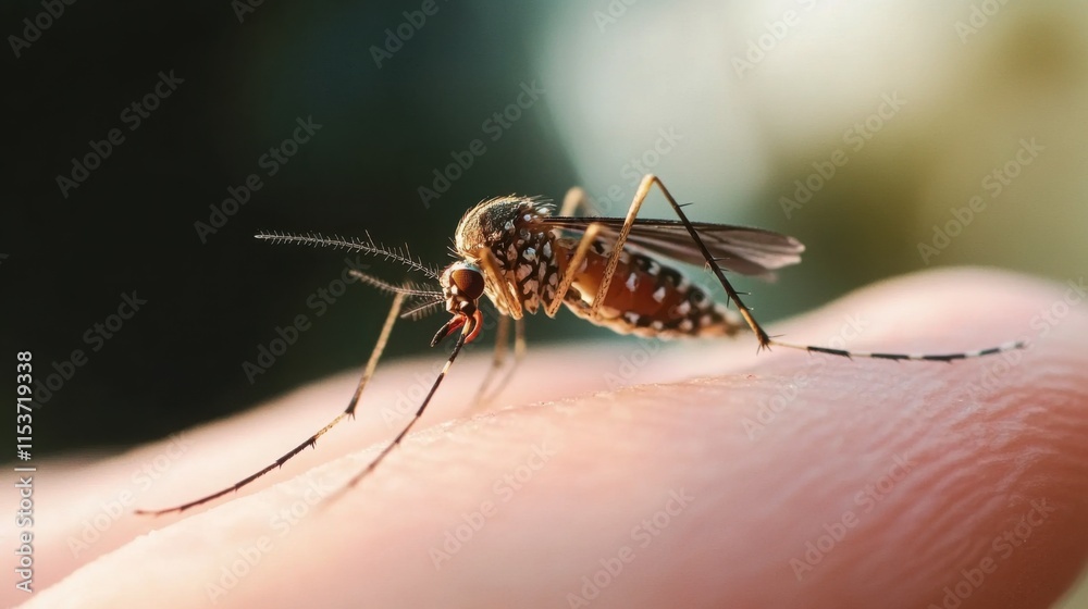 nasty insect mosquito sitting on her hand and drinks the blood of the pierced skin nasty insect mosquito sitting on her hand and drinks the blood of the pierced skin