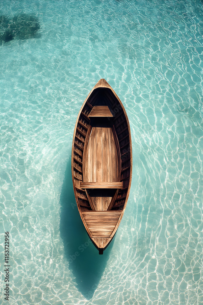 Serene Harmony: Wooden Boat's Reflection on Pristine Waters Serene Harmony: Wooden Boat's Reflection on Pristine Waters