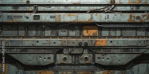 Sci Fi Spaceship Panel Texture with Industrial Design for Game Asset
