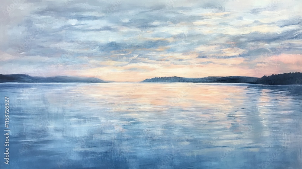 Fototapeta premium Tranquil Sunset Over the Serene Lake Landscape