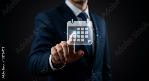 Scheduling Concept with Calendar Icon on Virtual Digital Screen