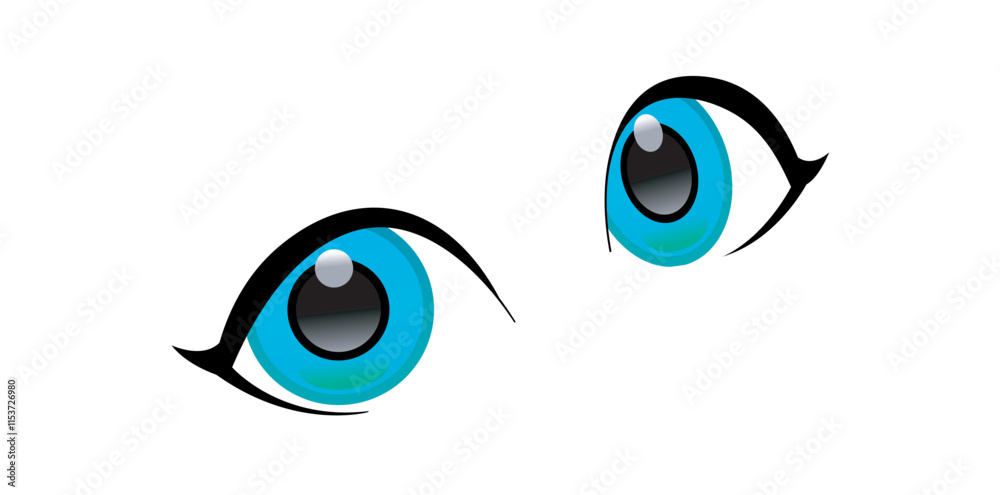 Blue Eyes Female Cartoon Character Vector Illustration. Blue Eyes Female Cartoon Character Vector Illustration.