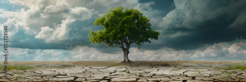 The Tree of Environmental Duality: A Stark Contrast Between Prosperity and Desolation photo