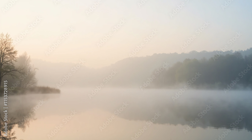 Fototapeta premium Foggy Weather and Lake View