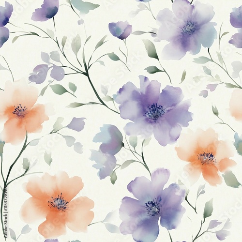 Sweet flower watercolor seamless pattern.soft pastel colors water color seamless pattern for beauty products or other.