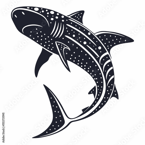 Whale Shark vector silhouette black design white background