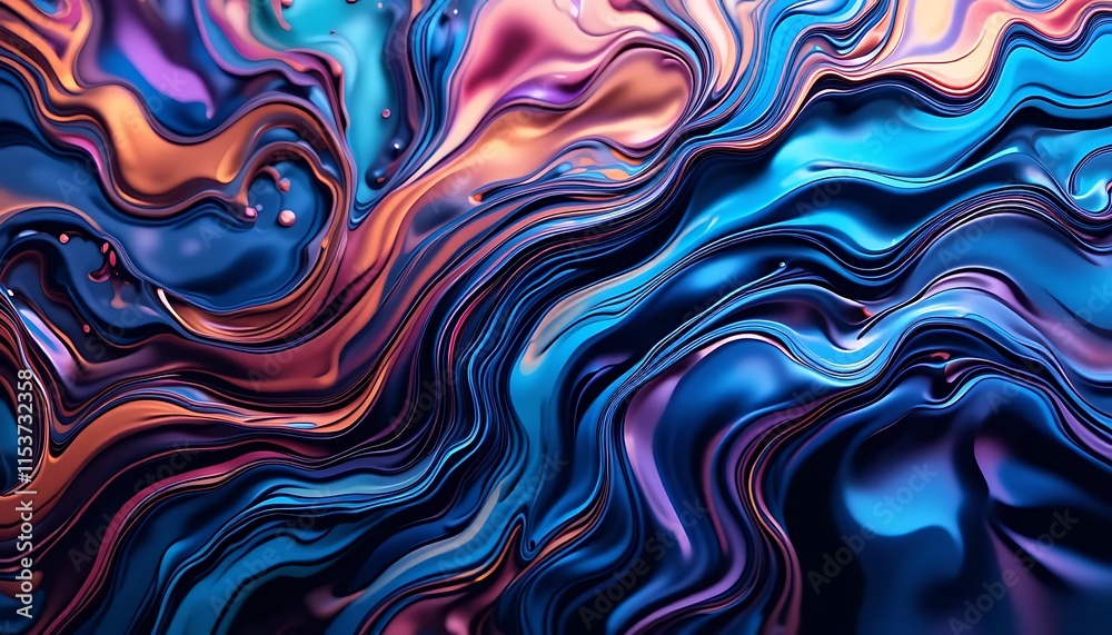 Obraz premium Abstract Swirling Liquid Colors Blue Purple Orange