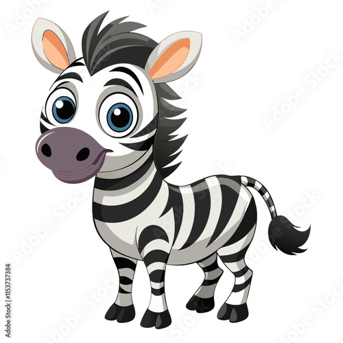 cartoon zebra, exaggerated features vector illustration