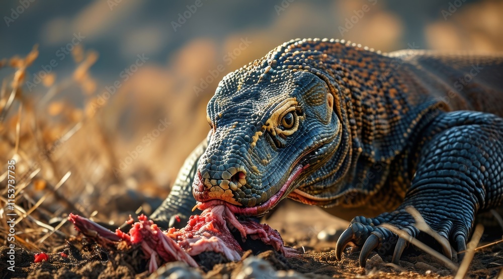 Obraz premium Komodo Dragon Feasting on Its Prey .