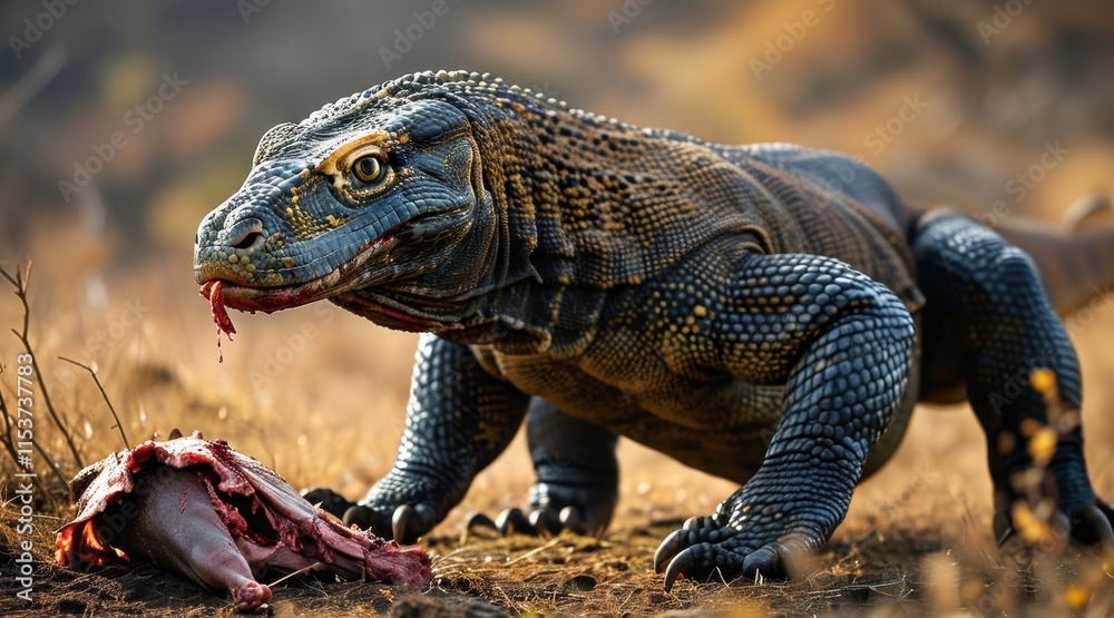 Obraz premium Komodo Dragon Feeding on Prey .