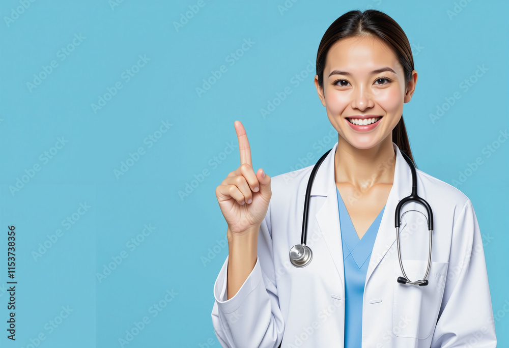 Smiling female doctor in a white coat holding a stethoscope. Smiling female doctor in a white coat holding a stethoscope.
