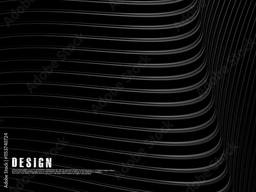 Black background vector luxury invitation card. Elegant wavy lines pattern on black background. Premium design illustration for wedding, vip cover template, grand opening, flyer, etc.