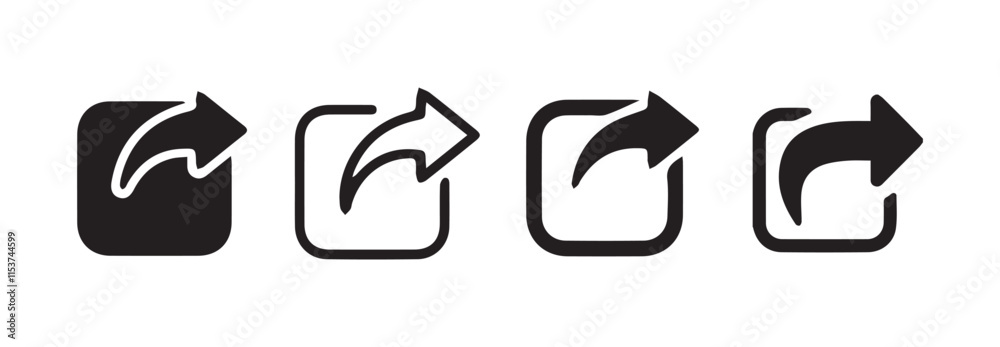 Share icon set. Arrow symbol, Reply send forward icons button. Vector Illustration EPS 10 Share icon set. Arrow symbol, Reply send forward icons button. Vector Illustration EPS 10