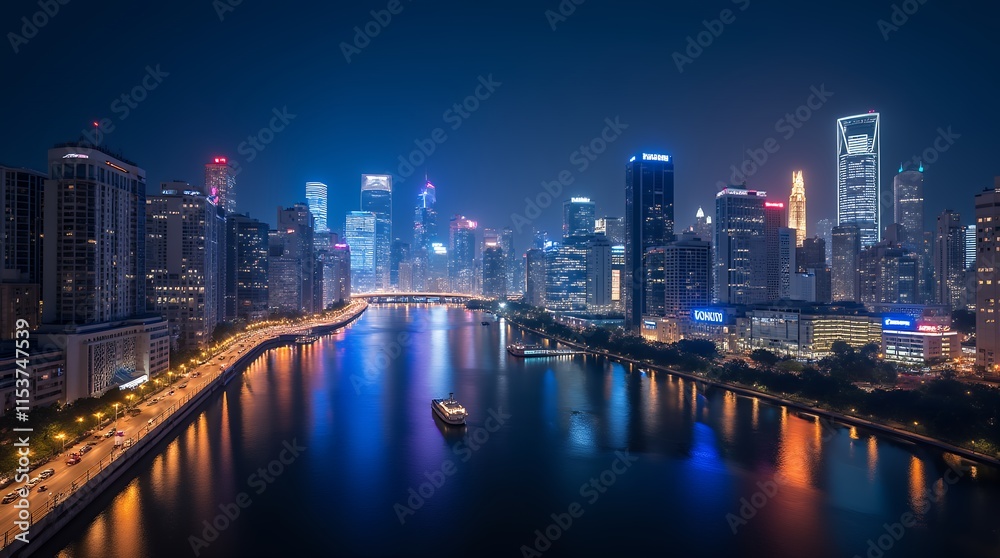 Fototapeta premium Night Lights of the City Skyline