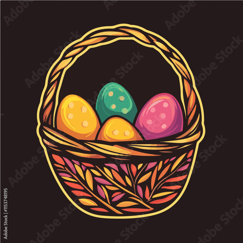 easter basket with eggs