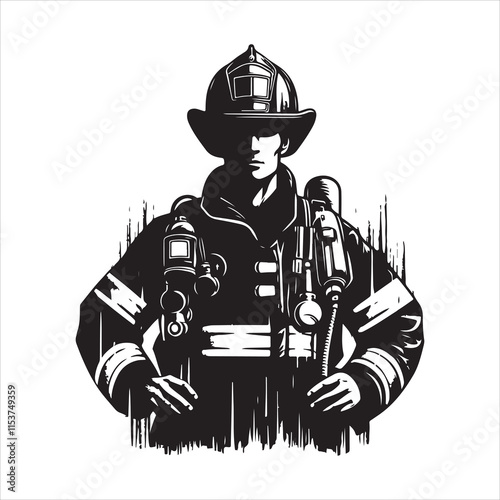 Silhouette of Fire Fighters vector. Firefighter vector art silhouette illustration