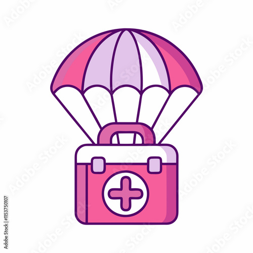 First Aid Kit Parachute Vector Graphic.