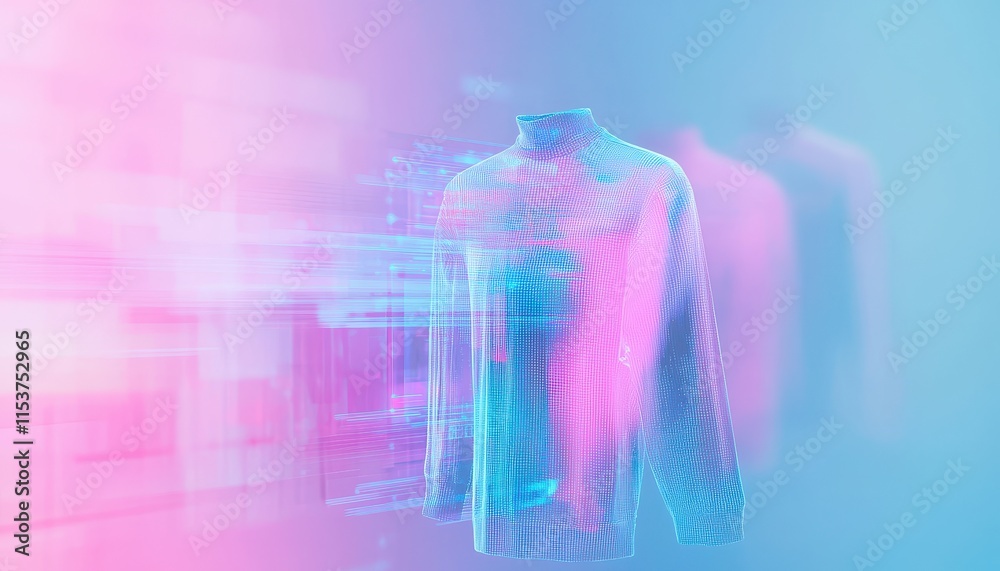 Fototapeta premium Futuristic Digital Representation of a Sweater with Vibrant Colors and Abstract Visual Effects