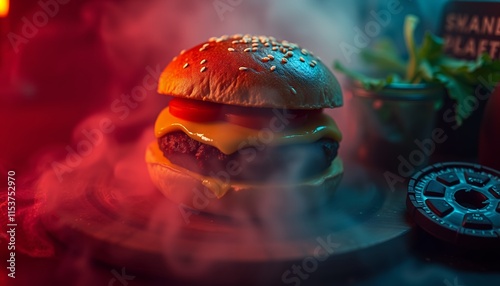 Steamy Gourmet Burger: A Culinary Delight photo