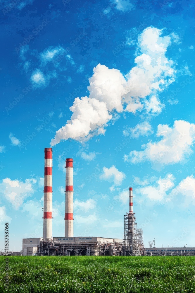Obraz premium Contrasting landscapes of barren industrial areas and flourishing green zones.