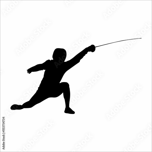 silhouette of a person playing fencing