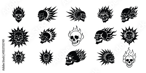 Skull silhouette with burning flames.