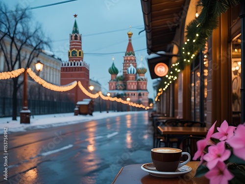 A Winter Coffee Break Near Red Square Moscow photo