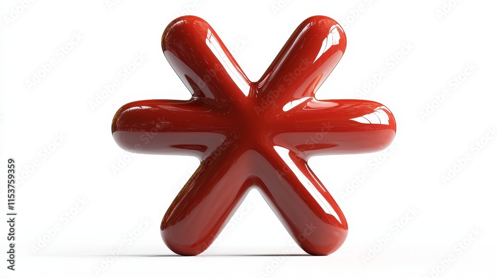 Bright Red Abstract Shape on a White Background with a Glossy Finish for Modern Art and Design Concepts Bright Red Abstract Shape on a White Background with a Glossy Finish for Modern Art and Design Concepts