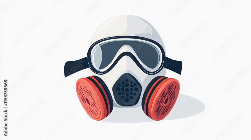 Flat N95 Respirator Mask Vector for Toxic Fumes Prevention Flat N95 Respirator Mask Vector for Toxic Fumes Prevention