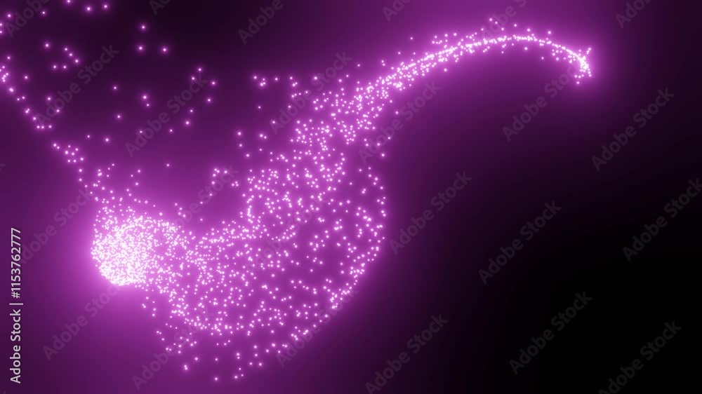 bstract purple digital waves with light reflections on dark background. Purple cinematic intro animation. Shiny particle waves smoothly moving with soft bokeh effect.