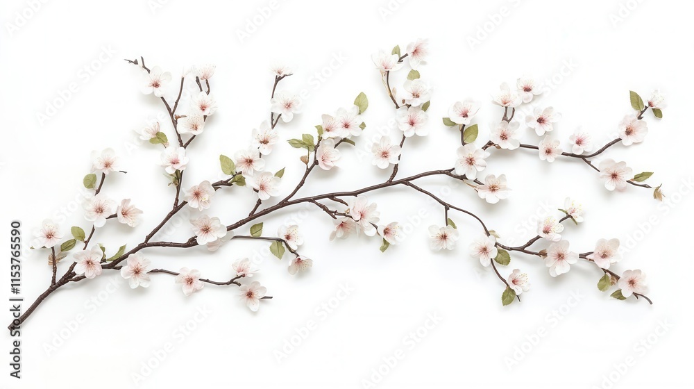 beautiful spring cherry blossom branches with delicate pink flowers in full bloom against pure white background, perfect for wedding and romantic designs beautiful spring cherry blossom branches with delicate pink flowers in full bloom against pure white background, perfect for wedding and romantic designs