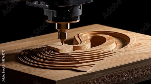 CNC machine carving intricate design into wood.
