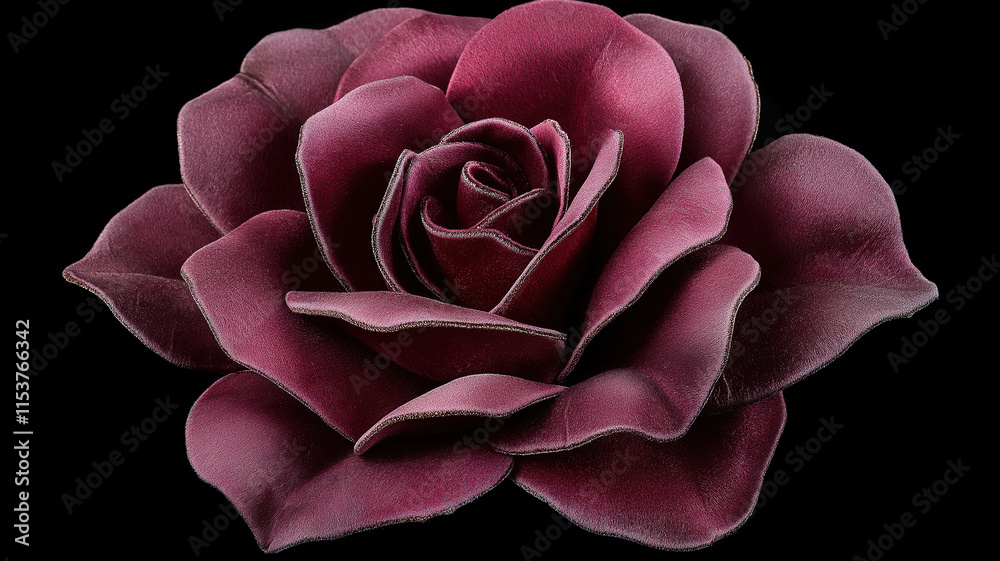 Naklejka premium Luxury burgundy rose closeup on a black background capturing the essence of spring elegance