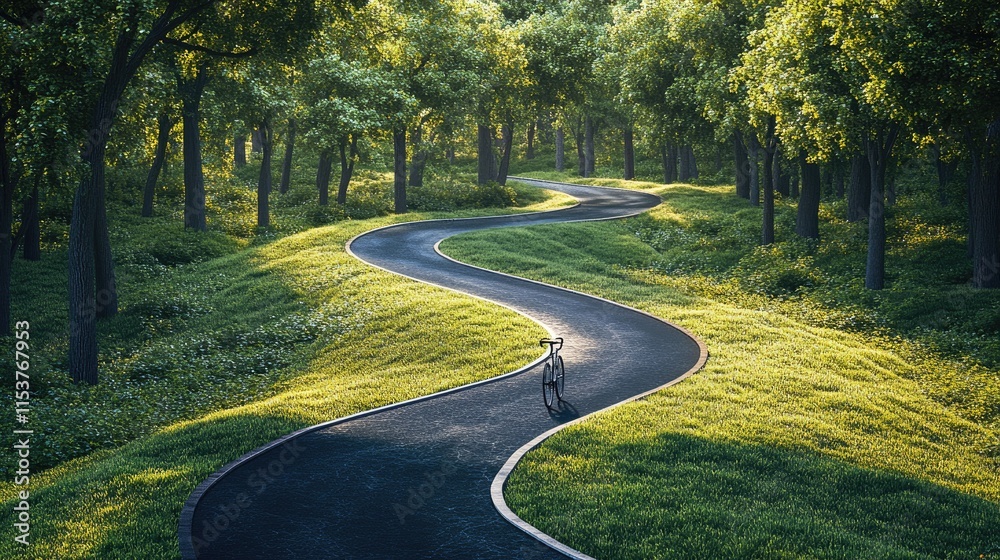 Obraz premium A winding path through a lush forest, inviting exploration and tranquility.