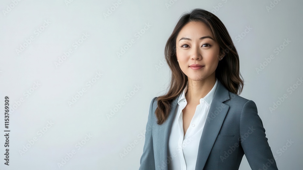 confident asian business professional in smart casual attire standing against clean white background for corporate headshot portrait confident asian business professional in smart casual attire standing against clean white background for corporate headshot portrait