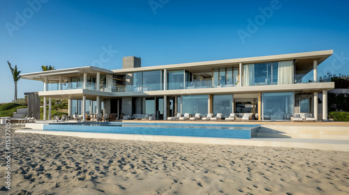 Luxurious beachfront mansion in Malibu California with ocean views and an infinity pool