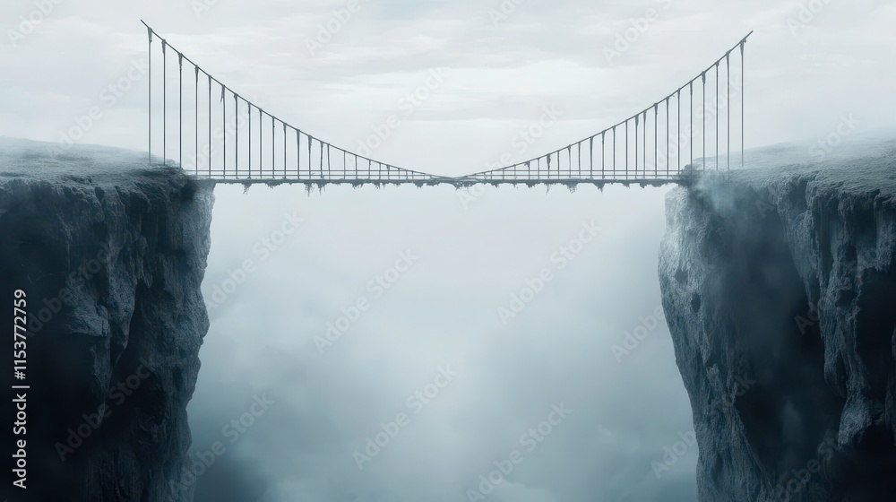 Fototapeta premium Ethereal Bridge Connecting Two Rocky Cliffs