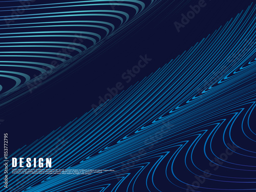 Premium blue background design with curved line pattern. Vector template for digital luxury banner, invitation, voucher, certificate, etc.