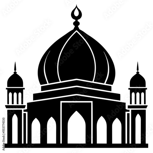 Mosque illustration on white background