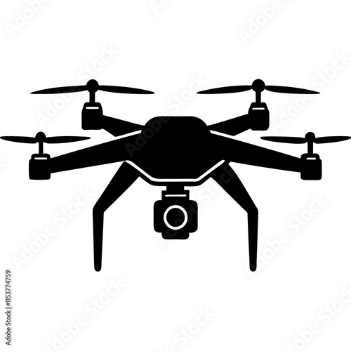 Drone silhouette vector isolated on white 