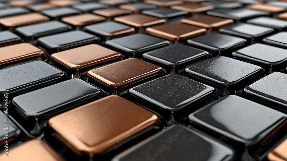 Abstract 3D Render Black Copper Blocks Abstract 3D Render Black Copper Blocks