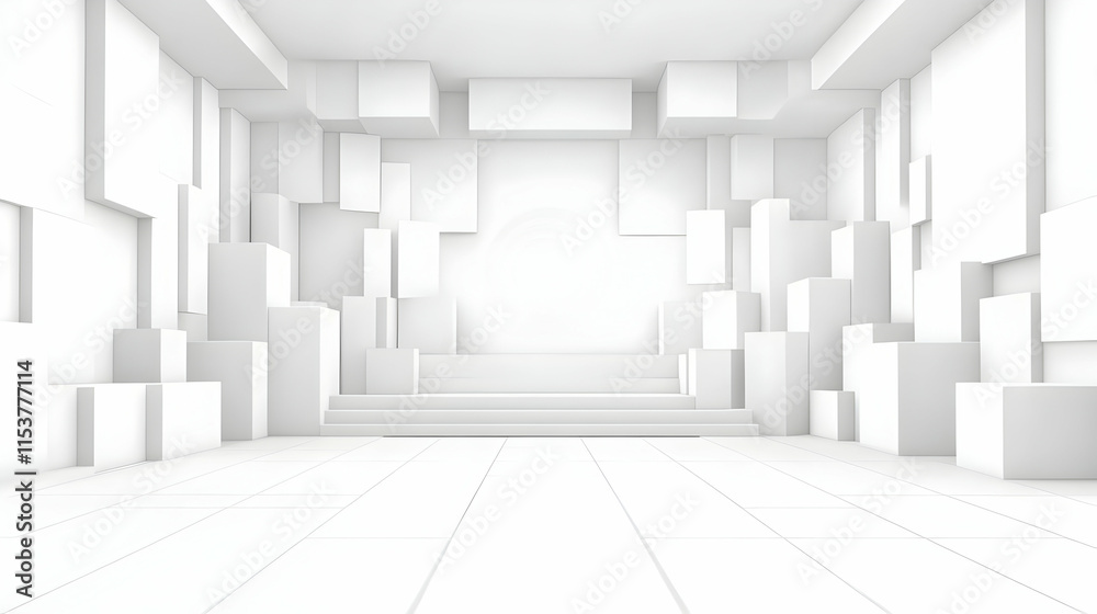 White Cubic 3D Abstract Background White Cubic 3D Abstract Background