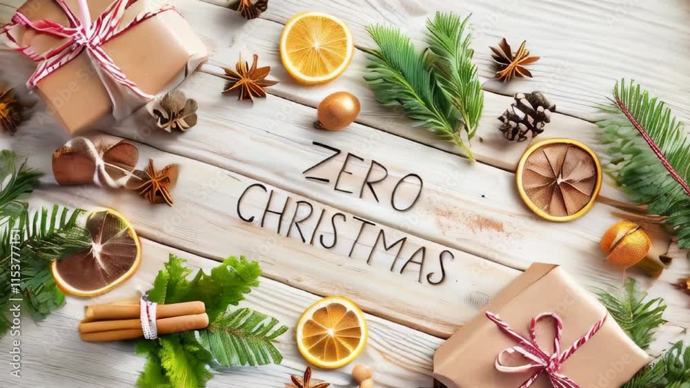 Zero waste christmas concept with gift boxes on wooden background Zero waste christmas concept with gift boxes on wooden background