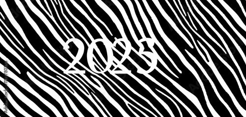 Modern 2025 lettering featuring zebra fur pattern photo