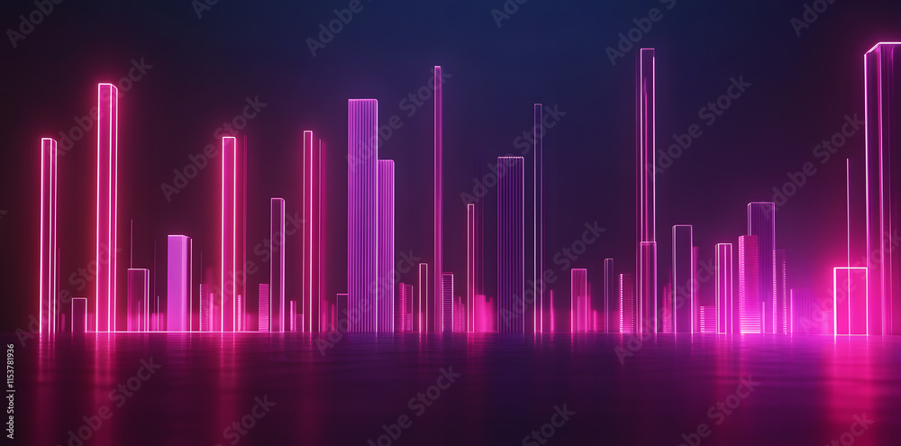 Glowing Neon Bar Chart on Dark Background – Futuristic Growth and Data Visualization Concept Glowing Neon Bar Chart on Dark Background – Futuristic Growth and Data Visualization Concept
