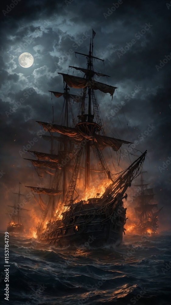 Obraz premium ship at sunset