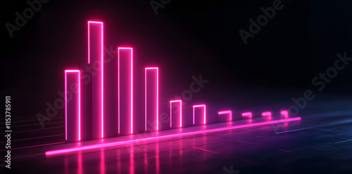 Glowing Neon Bar Chart on Dark Background – Futuristic Growth and Data Visualization Concept