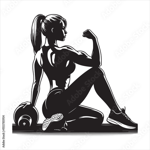 Fitness woman silhouette vector. Fitness and gym activity silhouettes vector art on a white background