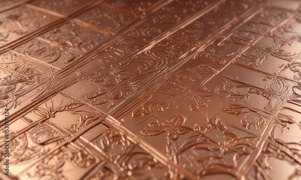 Obraz premium brushed copper surface with intricate patterns, brushed, machinery